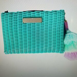 Turquoise Woven Clutch with Tassel